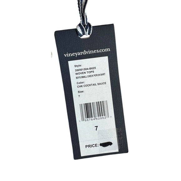 Vineyard Vines Boys Red Orange Plaid Button Down Shirt Size 7 NW - Picture 2 of 7